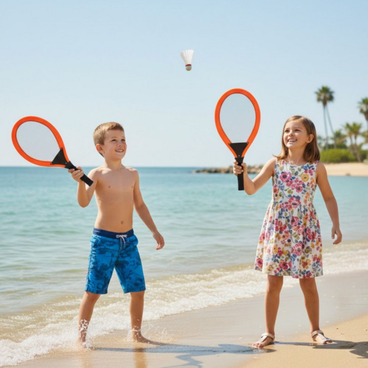 WOOPIE Duże Rakietki do Tenisa Badminton dla Dzieci Zestaw + Piłka Lot