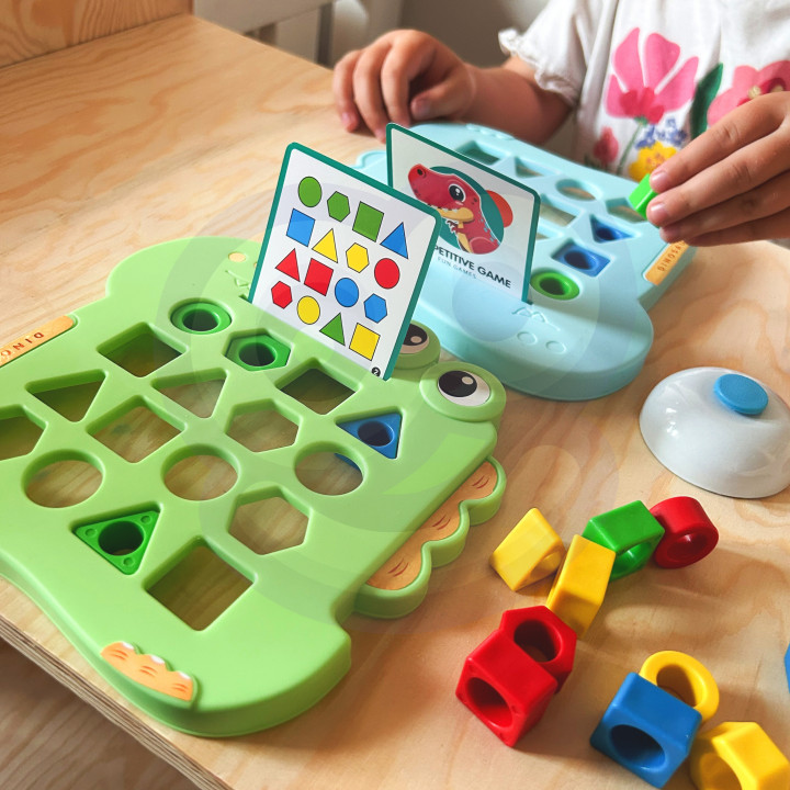 WOOPIE Układanka Montessori Dinozaur Gra Zręcznościowa Dopasuj Kształt