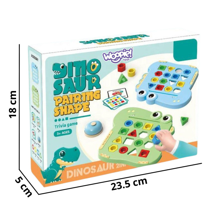 WOOPIE Układanka Montessori Dinozaur Gra Zręcznościowa Dopasuj Kształt