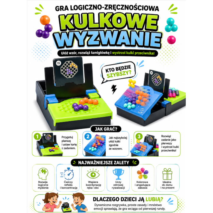 WOOPIE IQ Gra Logiczna Strategiczna Trening Mózgu "Head to Head" Układ