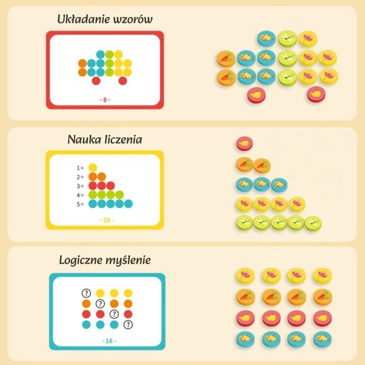 WOOPIE Tęczowe Pojemniki Nauka Liczenia Sorter Kolorów Zabawka Edukacy