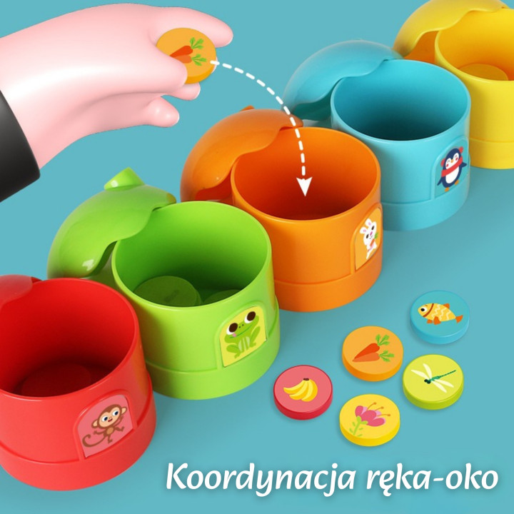 WOOPIE Tęczowe Pojemniki Nauka Liczenia Sorter Kolorów Zabawka Edukacy