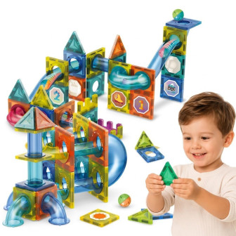 WOOPIE Klocki Magnetyczne Konstrukcyjne 3D Zestaw Edukacyjny Tor Kulko