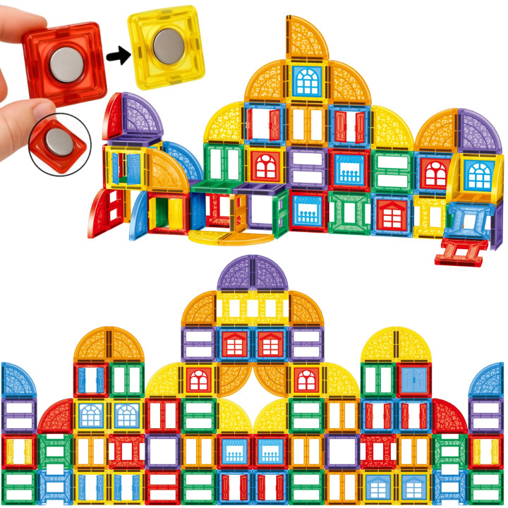 WOOPIE Klocki Magnetyczne Konstrukcyjne 3D Zestaw Edukacyjny Zamek 100