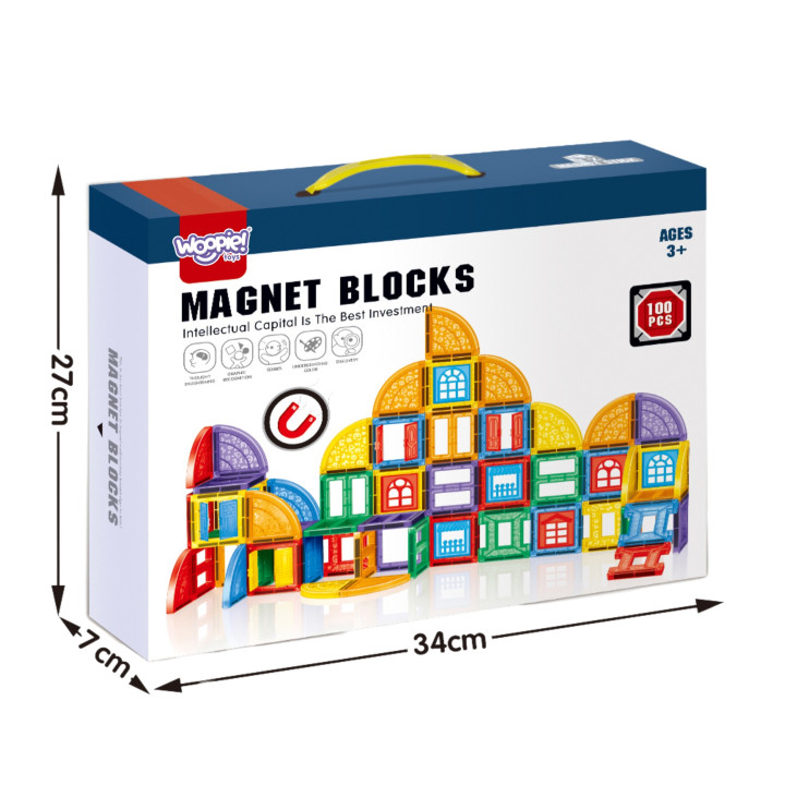 WOOPIE Klocki Magnetyczne Konstrukcyjne 3D Zestaw Edukacyjny Zamek 100