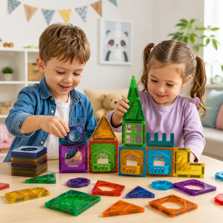 WOOPIE Klocki Magnetyczne Konstrukcyjne 3D Zestaw Edukacyjny Zamek 30e