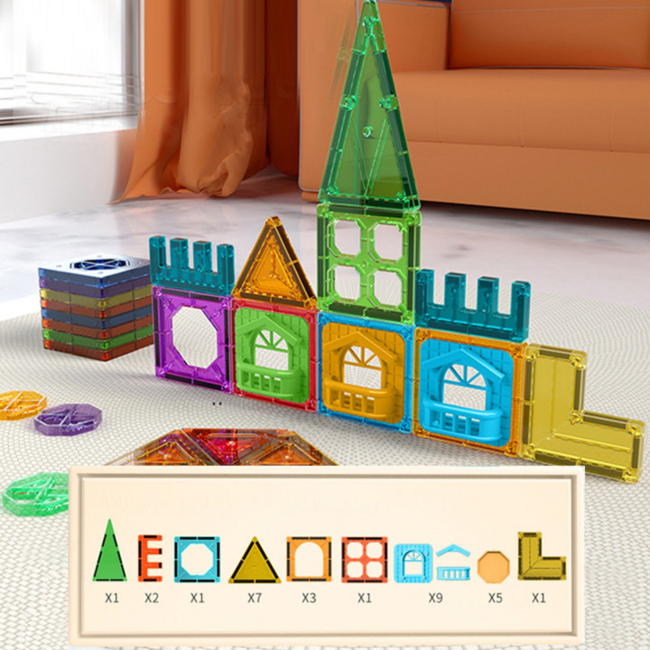 WOOPIE Klocki Magnetyczne Konstrukcyjne 3D Zestaw Edukacyjny Zamek 30e