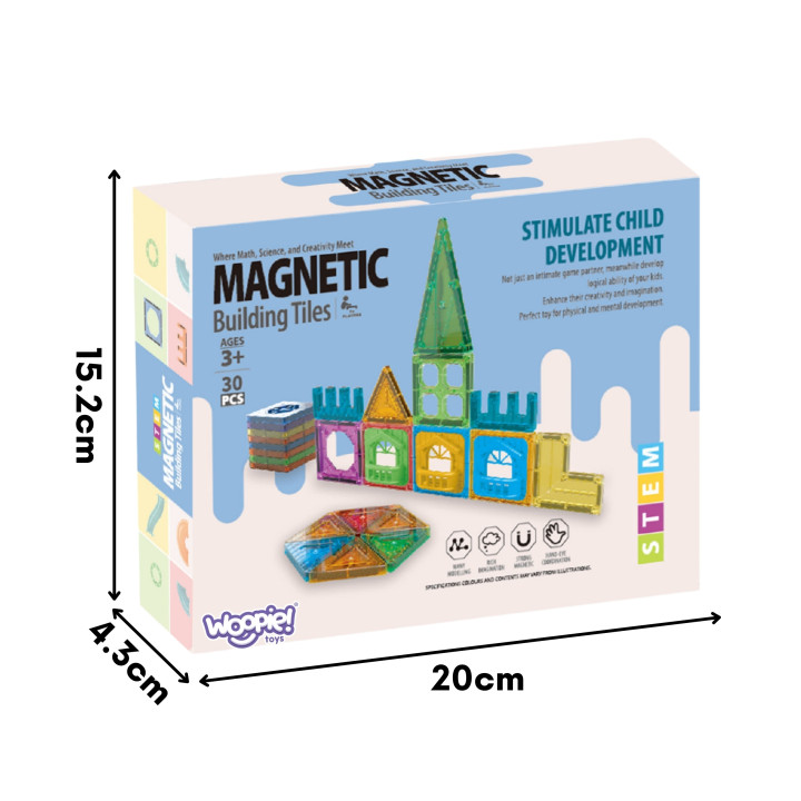 WOOPIE Klocki Magnetyczne Konstrukcyjne 3D Zestaw Edukacyjny Zamek 30e