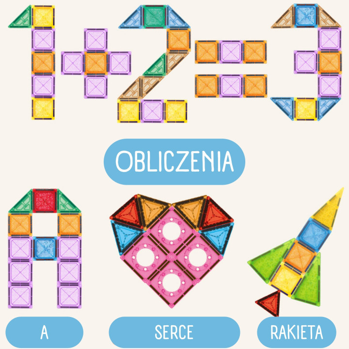 WOOPIE Klocki Magnetyczne Konstrukcyjne 3D Zestaw Edukacyjny Zamek Poj