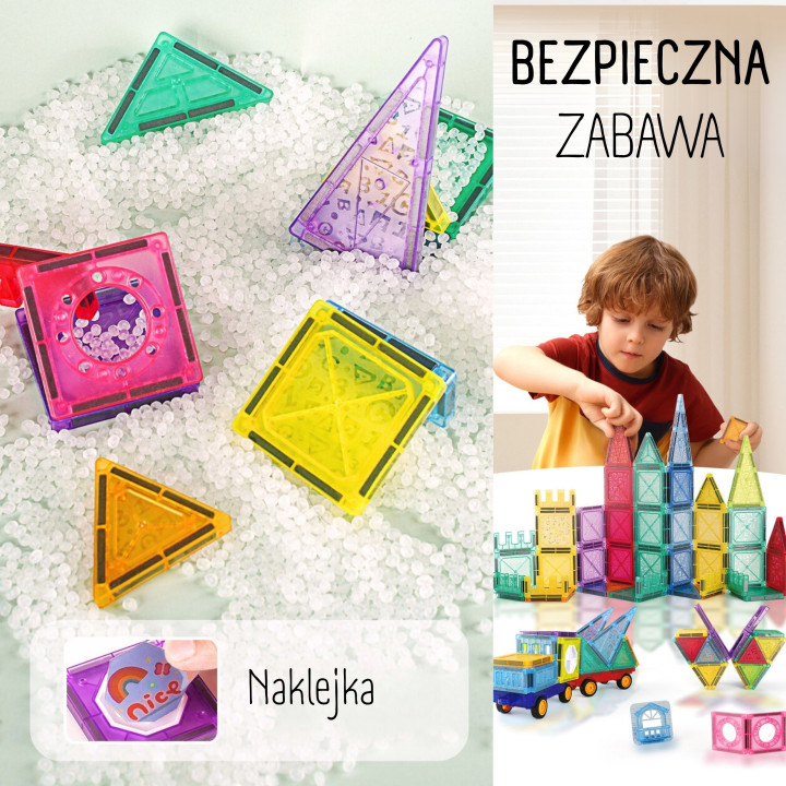 WOOPIE Klocki Magnetyczne Konstrukcyjne 3D Zestaw Edukacyjny Zamek Poj