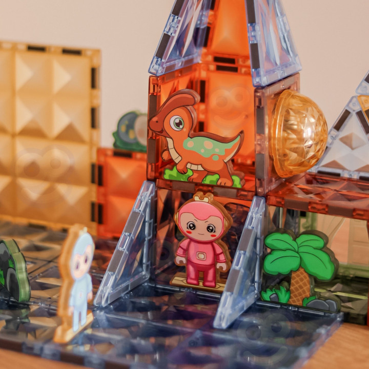 WOOPIE Klocki Magnetyczne Konstrukcyjne Świecące 3D Park Dinozaurów 12