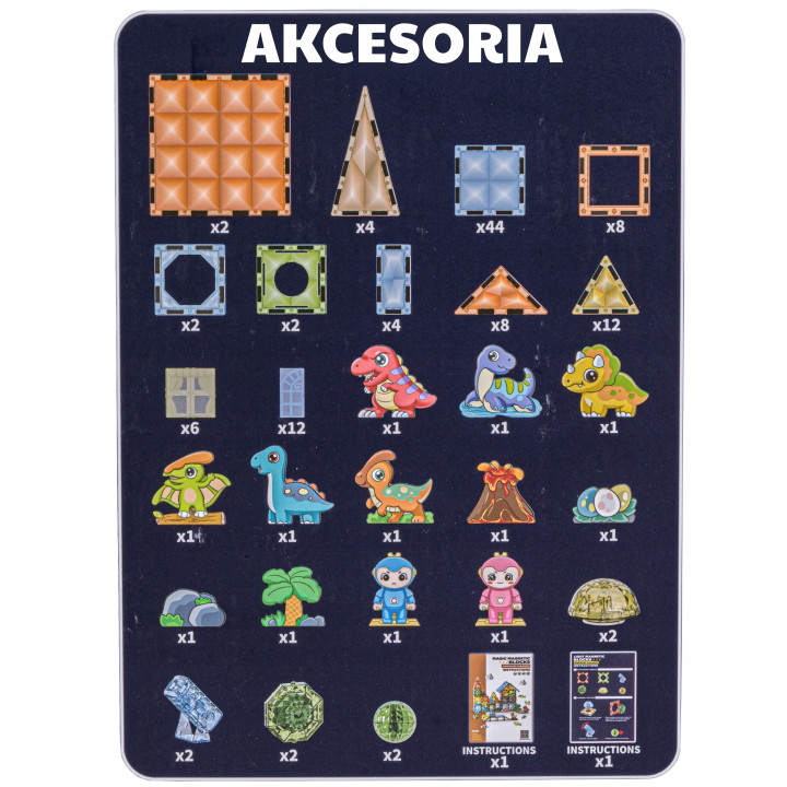 WOOPIE Klocki Magnetyczne Konstrukcyjne Świecące 3D Park Dinozaurów 12