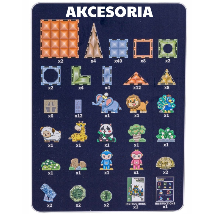 WOOPIE Klocki Magnetyczne Konstrukcyjne Świecące 3D Świat Zwierząt 124