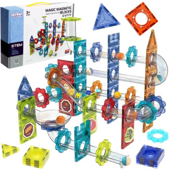 WOOPIE Klocki Magnetyczne Konstrukcyjne 3D Zestaw Edukacyjny Tor Kulko