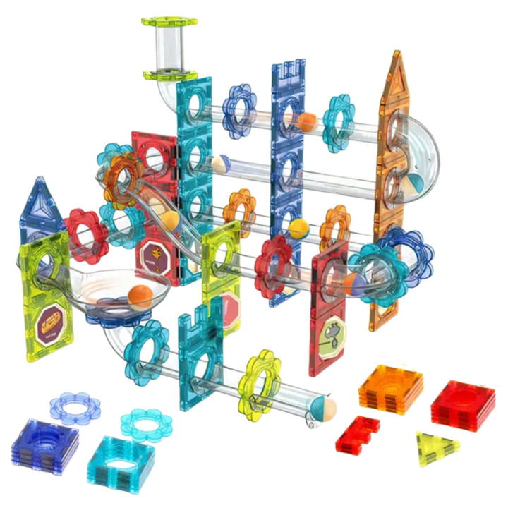WOOPIE Klocki Magnetyczne Konstrukcyjne 3D Zestaw Edukacyjny Tor Kulko