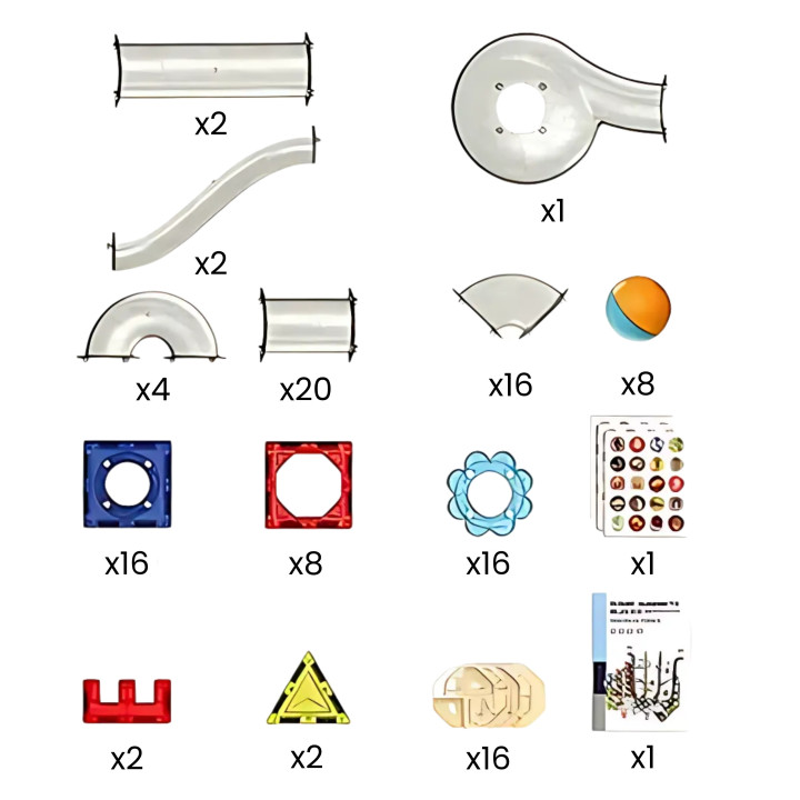WOOPIE Klocki Magnetyczne Konstrukcyjne 3D Zestaw Edukacyjny Tor Kulko