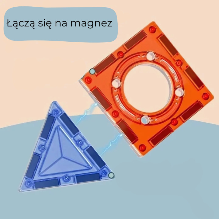 WOOPIE Klocki Magnetyczne Konstrukcyjne 3D Zestaw Edukacyjny Tor Kulko