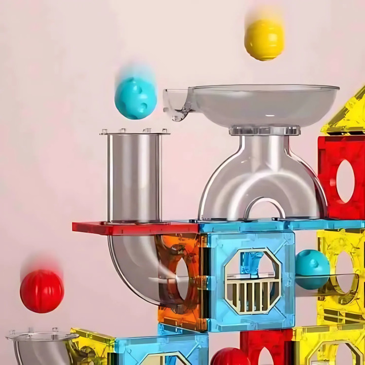 WOOPIE Klocki Magnetyczne Konstrukcyjne 3D Zestaw Edukacyjny Tor Kulko