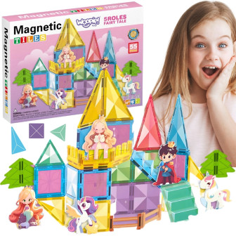 WOOPIE Klocki Magnetyczne Konstrukcyjne 3D Zestaw Edukacyjny Bajkowy Z