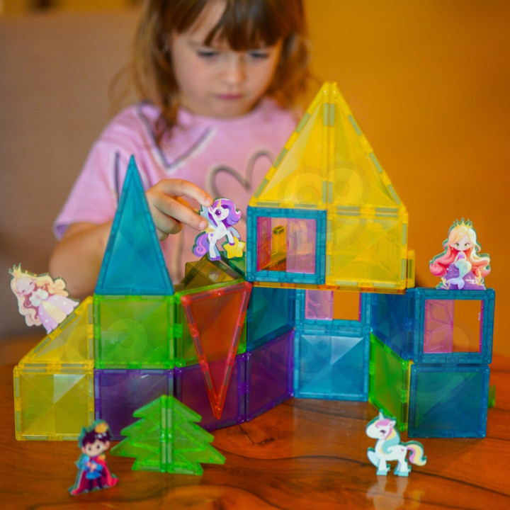 WOOPIE Klocki Magnetyczne Konstrukcyjne 3D Zestaw Edukacyjny Bajkowy Z