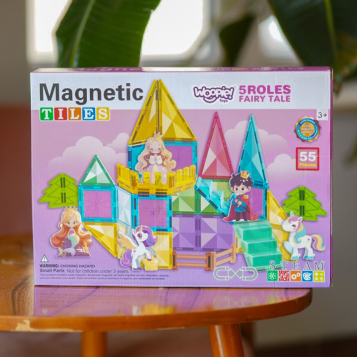 WOOPIE Klocki Magnetyczne Konstrukcyjne 3D Zestaw Edukacyjny Bajkowy Z