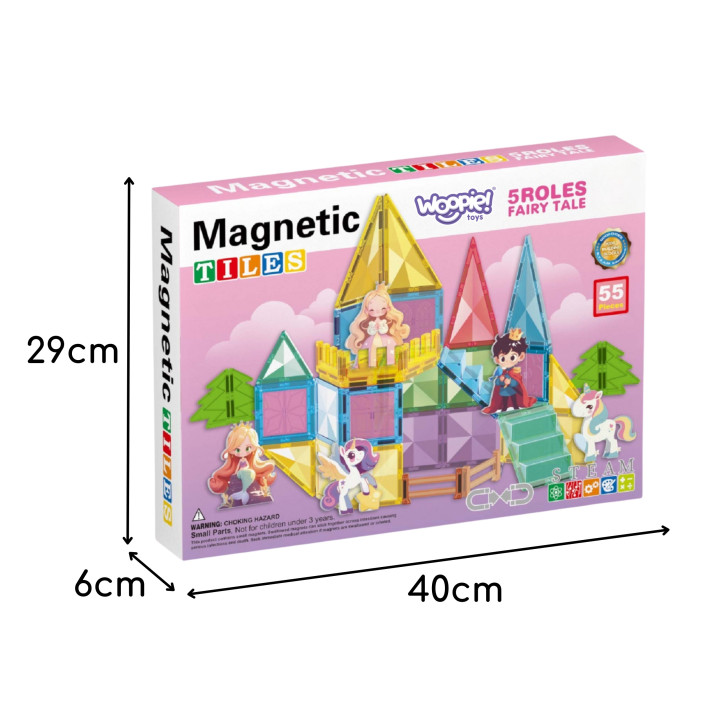 WOOPIE Klocki Magnetyczne Konstrukcyjne 3D Zestaw Edukacyjny Bajkowy Z