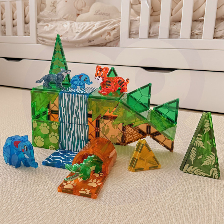 WOOPIE Klocki Magnetyczne Konstrukcyjne 3D Zestaw Edukacyjny Zwierzęta