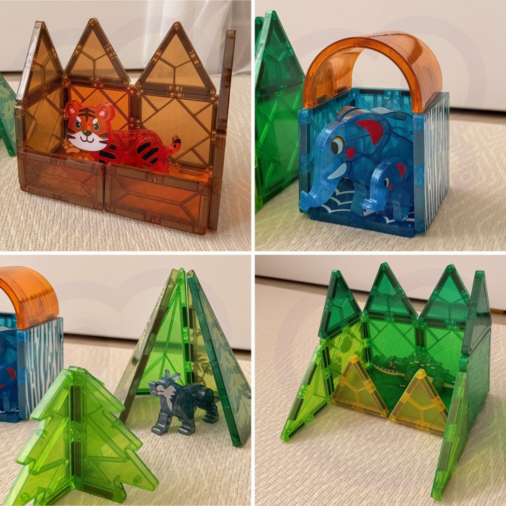 WOOPIE Klocki Magnetyczne Konstrukcyjne 3D Zestaw Edukacyjny Zwierzęta
