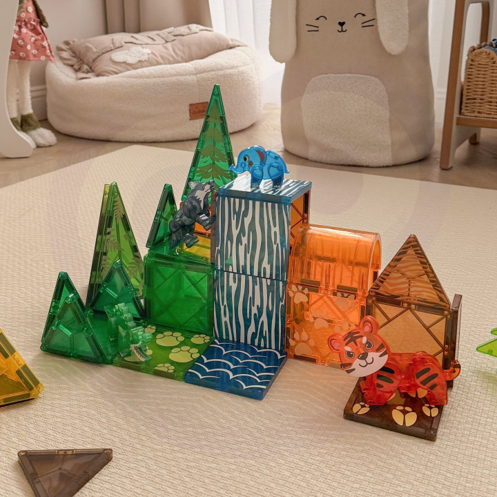 WOOPIE Klocki Magnetyczne Konstrukcyjne 3D Zestaw Edukacyjny Zwierzęta