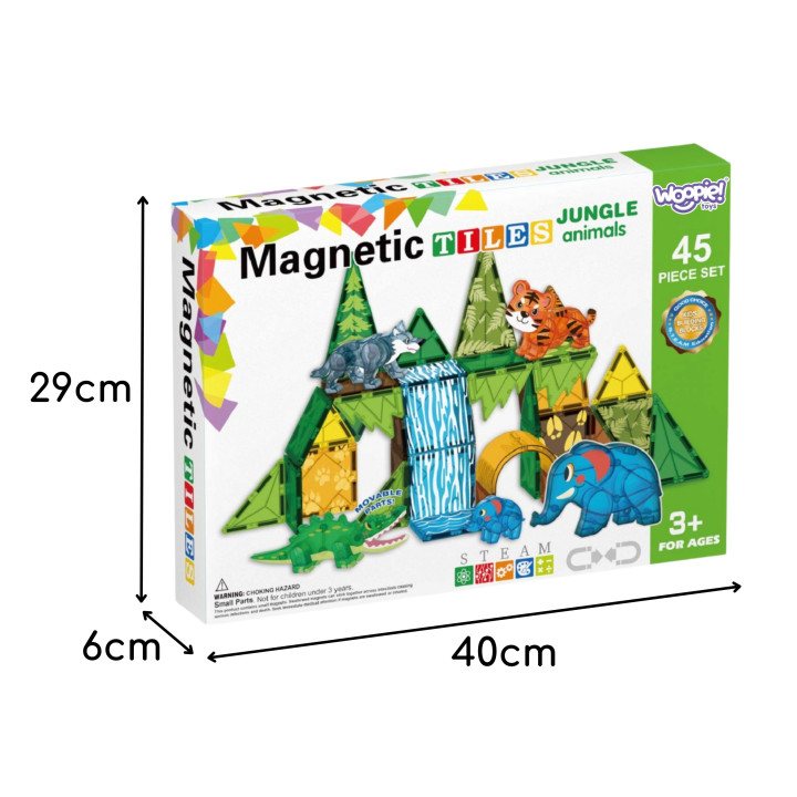 WOOPIE Klocki Magnetyczne Konstrukcyjne 3D Zestaw Edukacyjny Zwierzęta