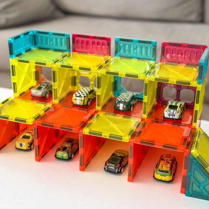 WOOPIE Magnetyczne Klocki Konstrukcyjne 7,5 cm Parking 112 el