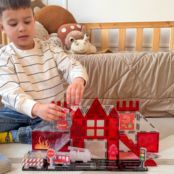 WOOPIE Klocki Magnetyczne 3D Zestaw Straż Pożarna 48el.