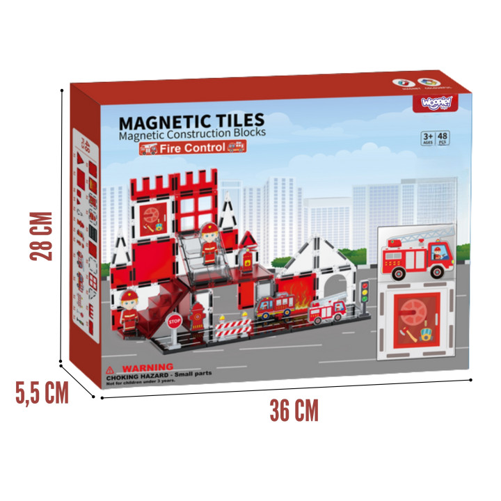 WOOPIE Klocki Magnetyczne 3D Zestaw Straż Pożarna 48el.