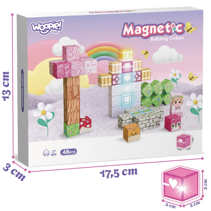 Woopie Klocki Magnetyczne Kostki 48 el Montessori Edukacyjna Układanka