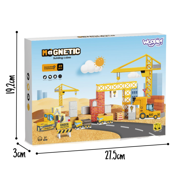 WOOPIE Magnetyczne Kostki Konstrukcyjne Plac Budowy 49 el.