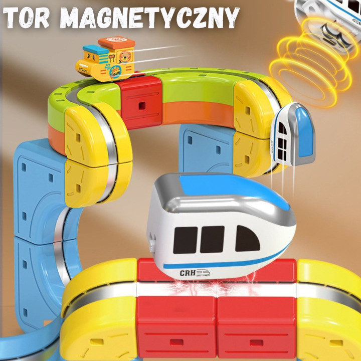 WOOPIE Magiczna Kolejka Kostkowa Klocki Konstrukcyjne Tor Antygrawitac