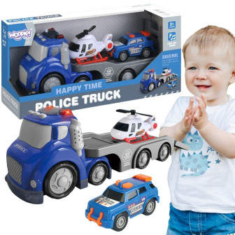 WOOPIE Niebieska Laweta Policyjna City Truck Efekty Dźwiękowe i Świetl