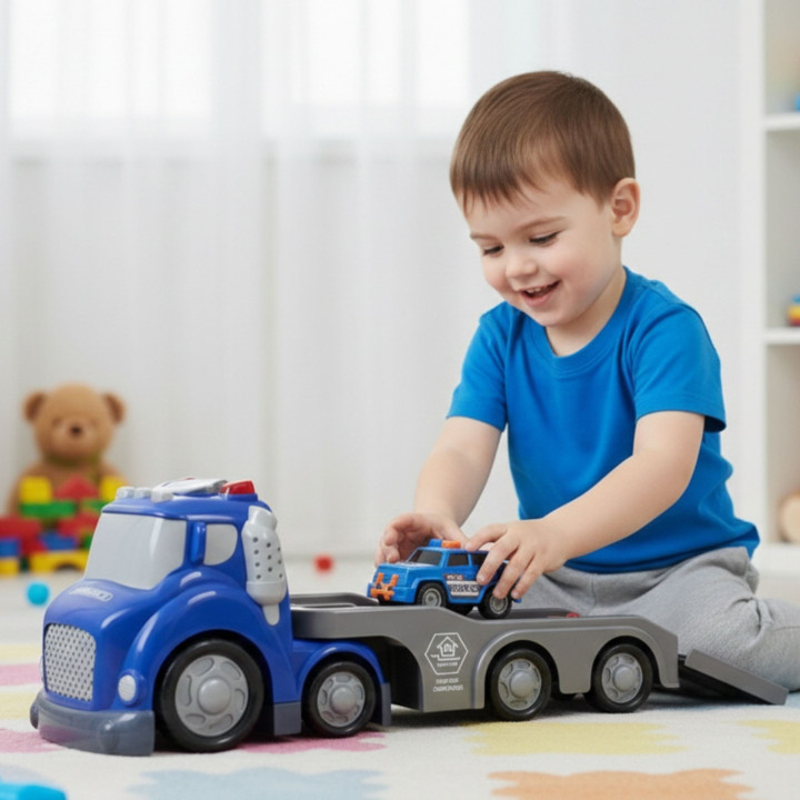 WOOPIE Niebieska Laweta Policyjna City Truck Efekty Dźwiękowe i Świetl