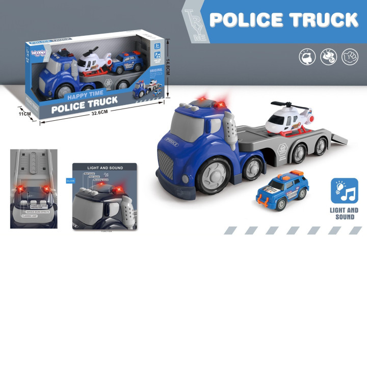 WOOPIE Niebieska Laweta Policyjna City Truck Efekty Dźwiękowe i Świetl