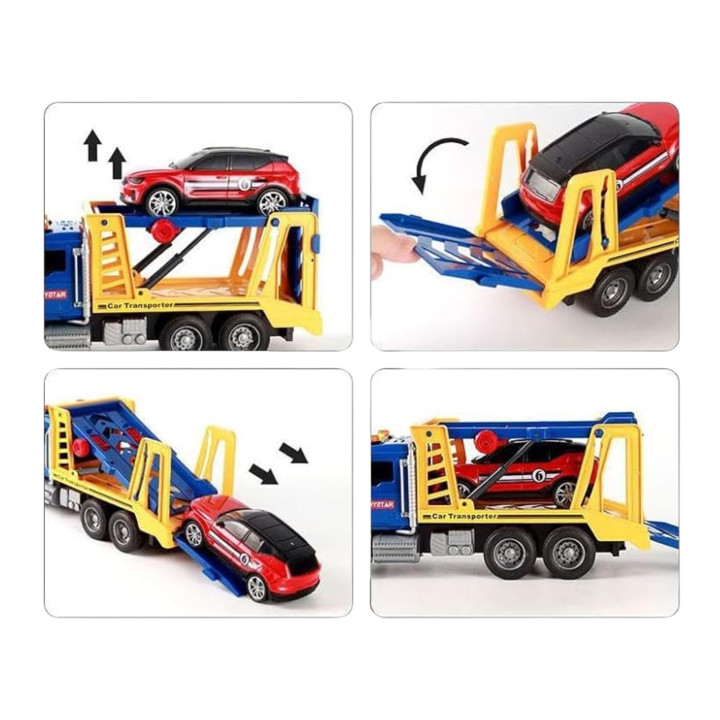 WOOPIE Laweta Ciężarówka Transporter Z Autkiem Światło Dźwięk Skala 1: