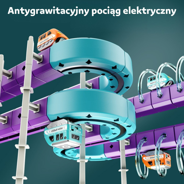 WOOPIE Zestaw Konstrukcyjny Magnetyczny Tor Kolejowy z Efektem Przycią
