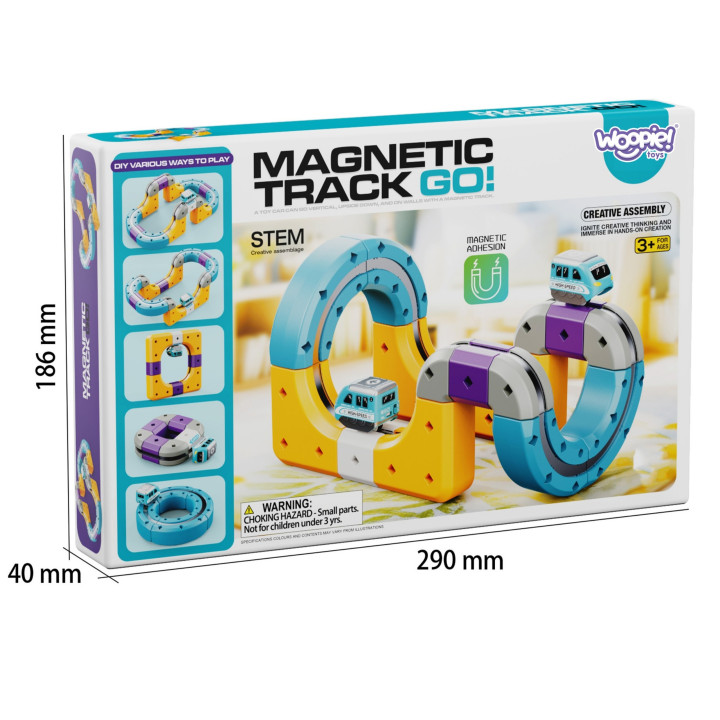 WOOPIE Zestaw Konstrukcyjny Magnetyczny Tor Kolejowy z Efektem Przycią