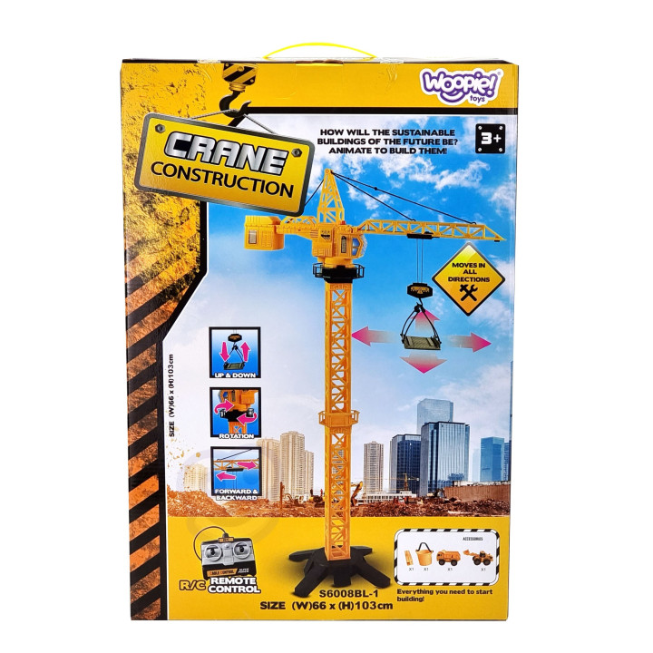WOOPIE Dźwig Żuraw Zdalnie Sterowany 103 cm R/C Ciężarówka Koparka + 4