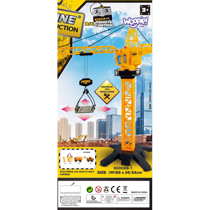 WOOPIE Dźwig Żuraw Zdalnie Sterowany 103 cm R/C Ciężarówka Koparka + 4