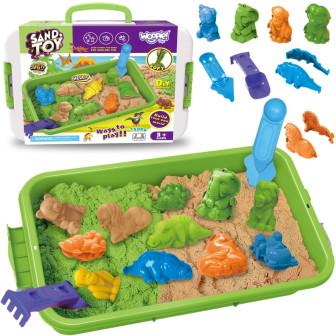 WOOPIE Piasek Kinetyczny 1,5 kg Zestaw XXL ZOO Safari Stolik z Foremka