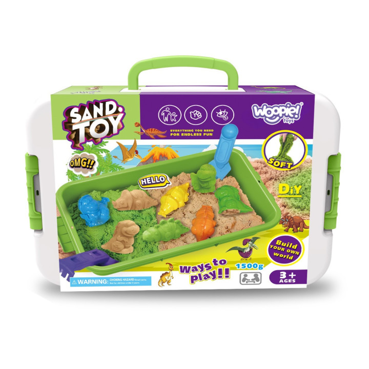 WOOPIE Piasek Kinetyczny 1,5 kg Zestaw XXL ZOO Safari Stolik z Foremka
