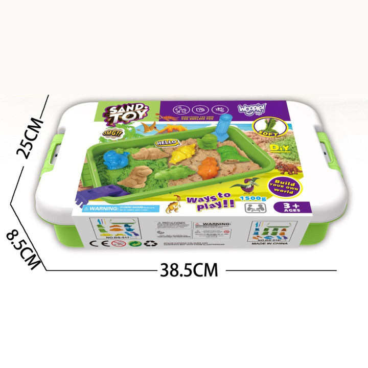 WOOPIE Piasek Kinetyczny 1,5 kg Zestaw XXL ZOO Safari Stolik z Foremka