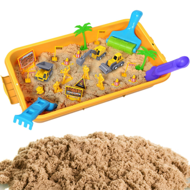WOOPIE Zestaw Piasek Kinetyczny Plac Budowy w Walizce Pojazdy 1kg