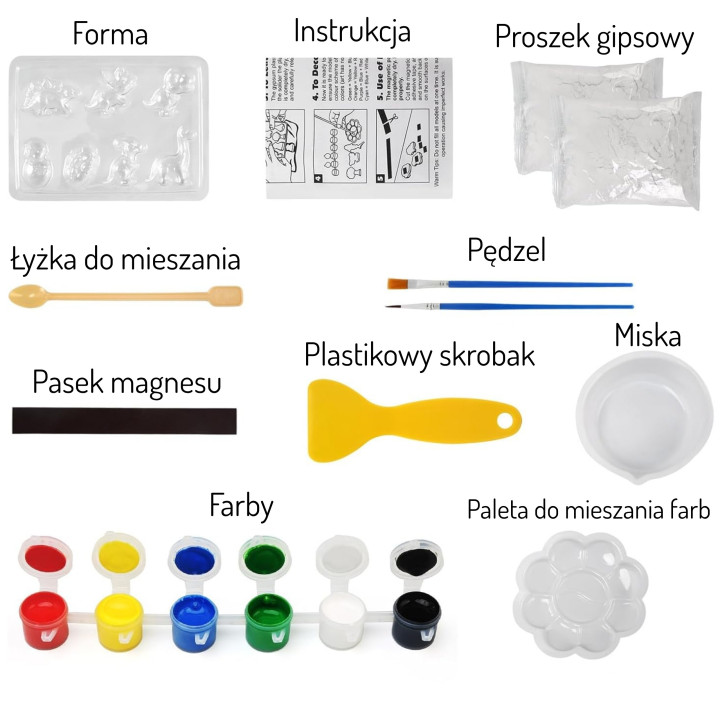 WOOPIE Zestaw Kreatywny z Farbami DIY Zrób Odlewy Gipsowe Figurki i Po