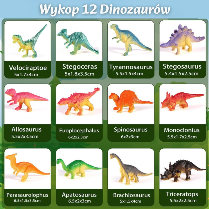 WOOPIE Wykopalisko Jajko Dinozaura Zestaw Archeologa do Rozkopania 12 